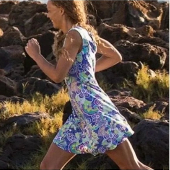 Title Nine Dress Sz S,M Purple Green Steadfast Floral Mini Outdoors Beach NWOT - Picture 2 of 10